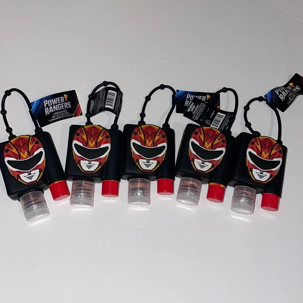 5 Power Ranger Hand Sanitizer & Lip balm sets in carrying case